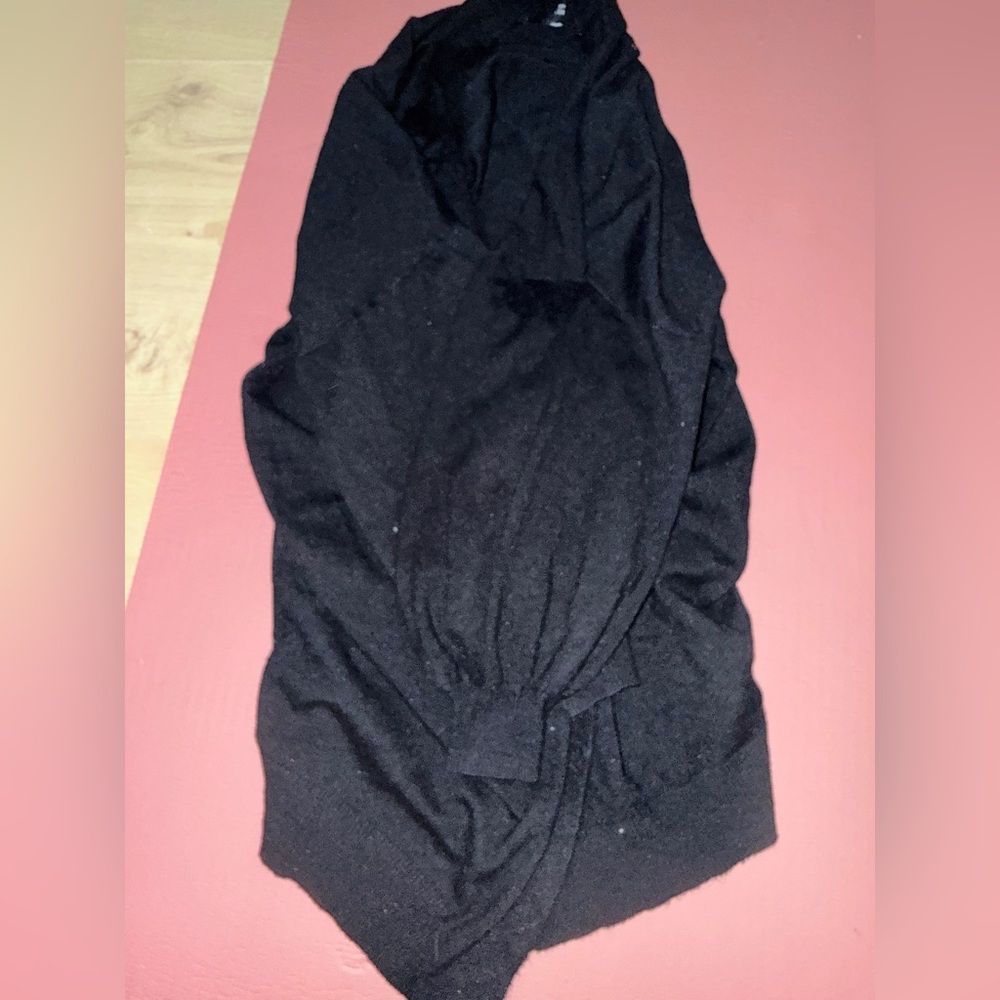 ASOS black long puffy sleeved open knit cardigan size 10 like new